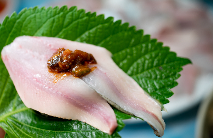 초된장과 궁합이 좋은 밴댕이회.