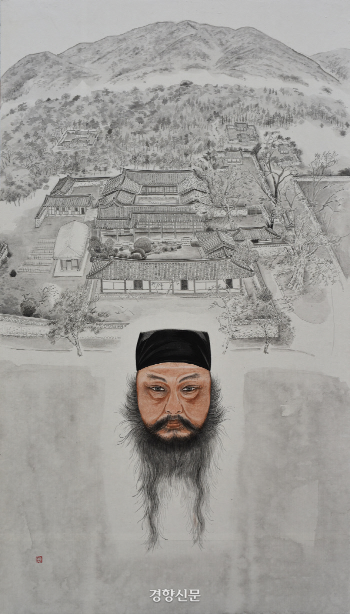 하성흡의 ‘공재와 녹우당’, 116×85㎝, 한지에 수묵채색, 2016.