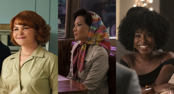 미드 <와이 우먼 킬>은 대저택에서 일어난 세 번의 살인사건의 전말을 쫓는 내용으로, 1960년대 전업주부 베스 앤과 1980년대 사교계 유명 인사 시몬, 2010년대 말 변호사 테일러(왼쪽 사진부터)의 이야기가 번갈아 전개된다. 왓챠플레이 제공