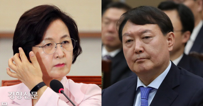 추미애 법무부장관과 윤석열 검찰총장.