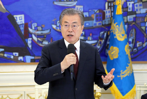 한국교회 주요 교단장 초청한 문 대통령 - 문재인 대통령이 3일 낮 청와대에서 열린 한국교회 주요 교단장 초청 오찬 간담회에서 발언하고 있다. 2019.7.3 연합뉴스