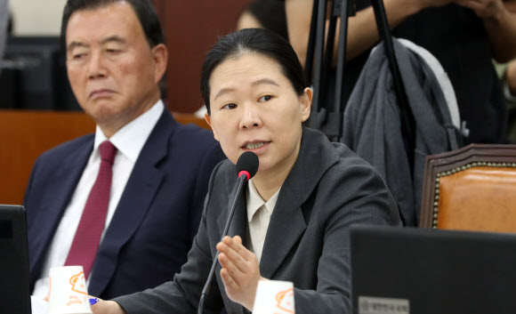 질의하는 권은희 의원 - 바른미래당 권은희 의원이 8일 국회에서 열린 행정안전위원회의 인사혁신처에 대한 국정감사에서 질의하고 있다. 2019.10.8 연합뉴스