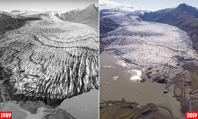 유럽 최대 규모 만년설이 지구온난화로 녹아 없어진 모습. 영국 던디대학 연구진 제공