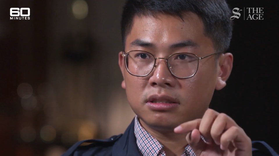 호주 탐사방송 ‘60분’에 출연한 왕리칭.호주 60minutes 제공