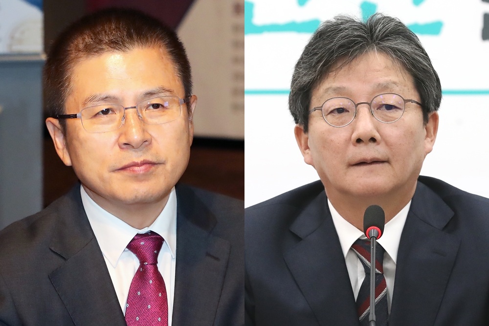 - 황교안 자유한국당 대표와 유승민 새보수당 보수재건위원장. 뉴스1