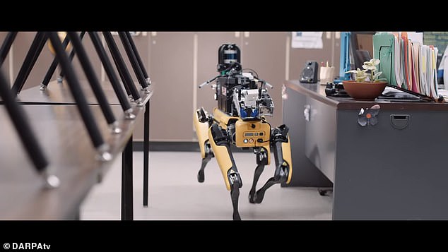 각 로봇은 열 감지나 와이파이 신호를 통해 인간 생존자를 대신하는 특수 마네킹이나 잃어버린 스마트폰 같은 주요 물체를 찾기 위해 지하 발전소를 탐색했다.(사진=다르파TV)