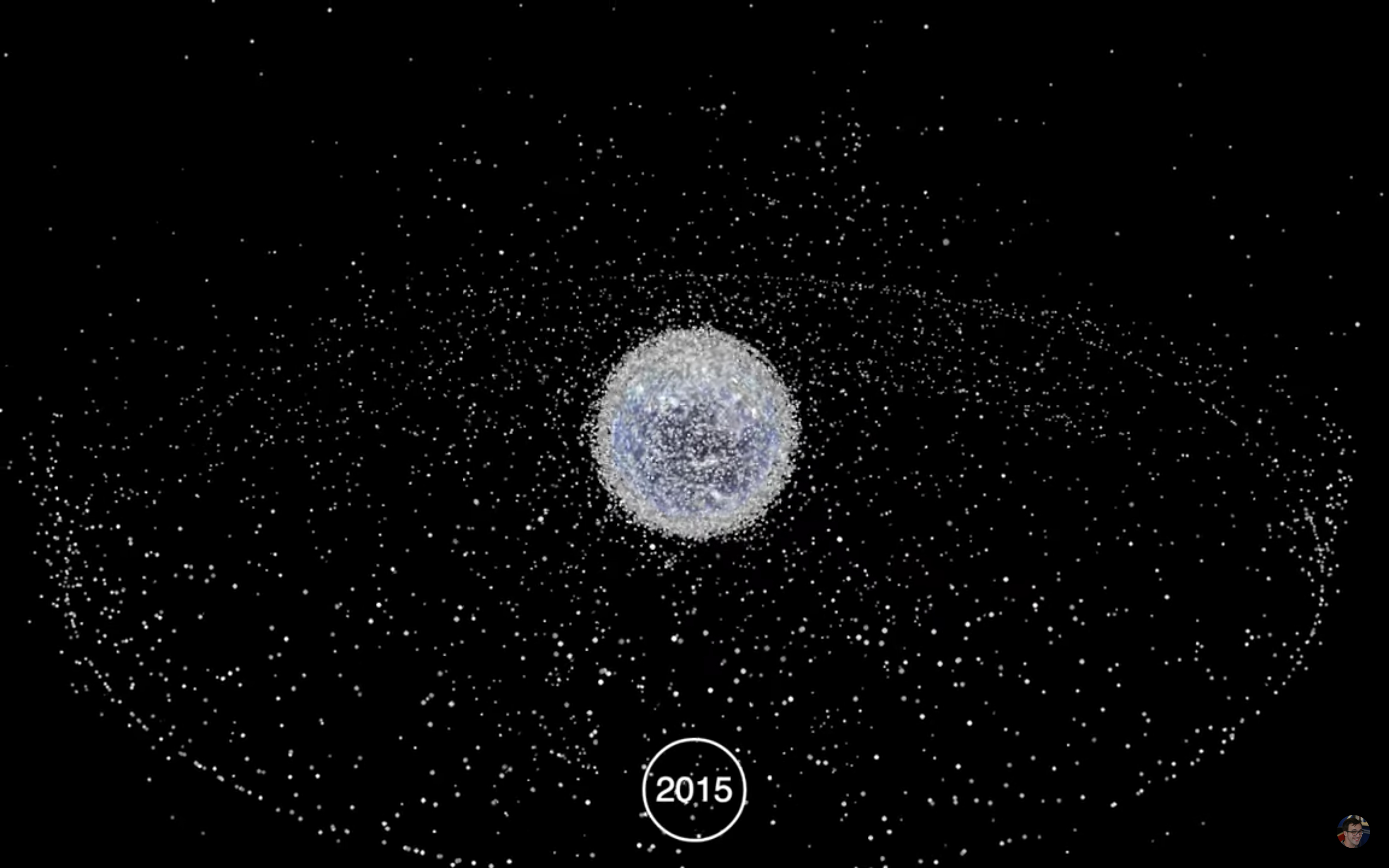 2015년 지구를 뒤덮은 지름 10㎝ 이상의 우주 쓰레기를 나타낸 영상(사진=스튜어트 그레이/유튜브)