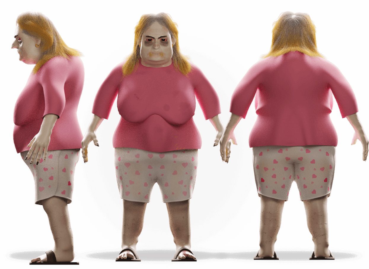 20년간 넷플릭스로 영상 콘텐츠를 몰아본 가상 여성 한나의 모습.