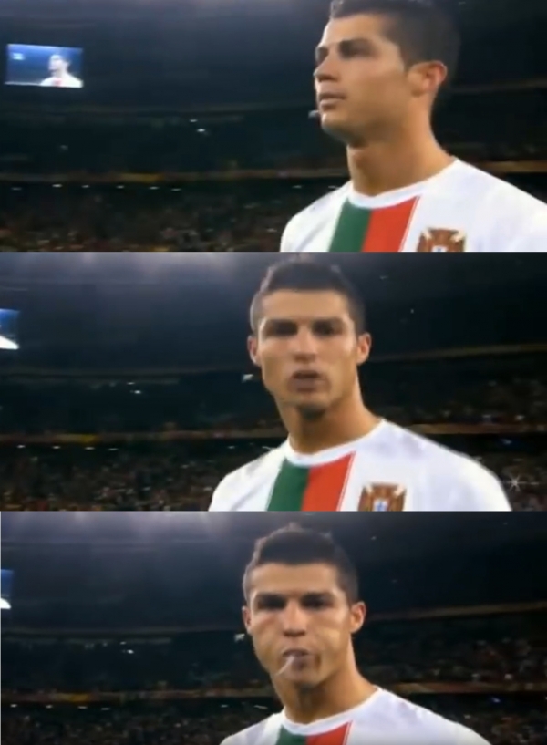 카메라를 향해 침을 뱉는 호날두출처: https://www.youtube.com/watch?v=O5UJDqKf6es 캡쳐