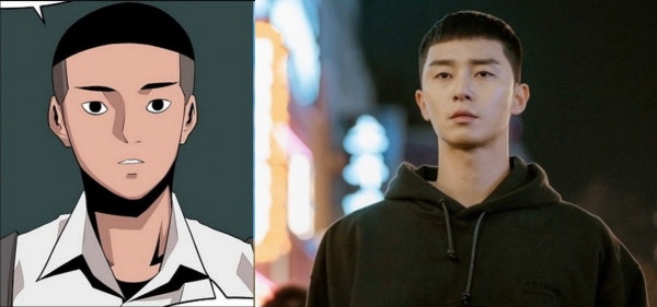 출처=다음 웹툰, JTBC '이태원 클라쓰' ㅣ [MHN 패션] '이태원클라쓰' 박새로이 머리 '크롭컷', 스왓컷 연출하려면? 스타일링 팁 정리