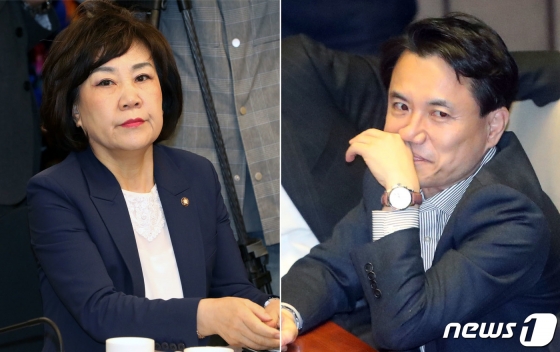 자유한국당 중앙윤리위원회는 19일 전체회의를 열고 5·18 광주민주화운동 폄훼 발언으로 물의를 “G은 김순례 최고위원(왼쪽)에게 당원권 정지 3개월, 김진태 의원에게는 경고 조치를 내렸다. /사진=뉴스1