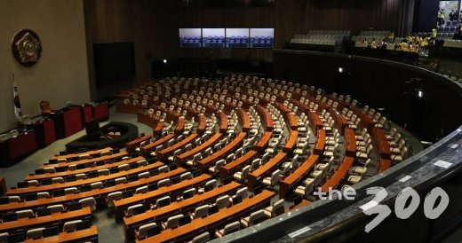 12일 오후 서울 여의도 국회를 견학한 어린이들이 텅빈 본회의장을 바라보고 있다. /사진=홍봉진 기자