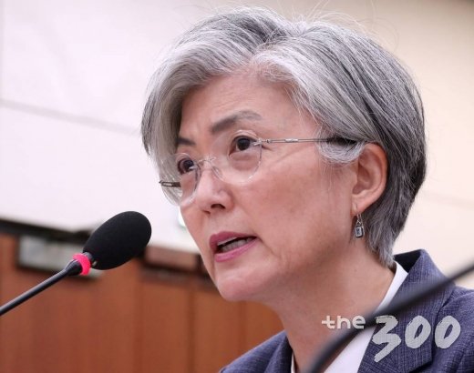 강경화 외교부 장관이 21일 오후 서울 여의도 국회에서 열린 외교통일위원회 전체회의에서 의원 질의에 답변하고 있다./사진=홍봉진 기자