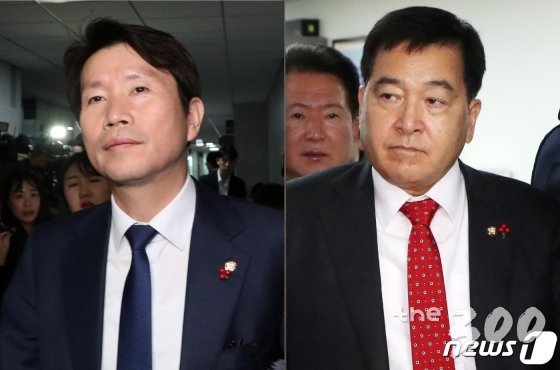 (서울=뉴스1) 김명섭 기자 = 이인영 더불어민주당 원내대표와 심재철 자유한국당 원내대표가 6일 서울 여의도 국회 의원회관에서 회동을 마치고 나오고 있다. 2020.1.6/뉴스1 <저작권자 © 뉴스1코리아, 무단전재 및 재배포 금지>