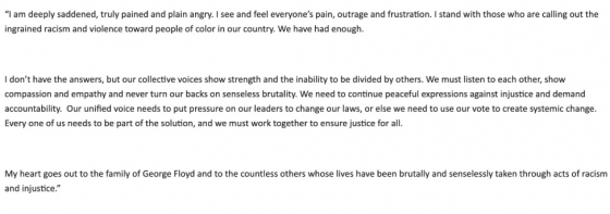 마이클 조던의 성명문/사진제공=트위터 캡쳐