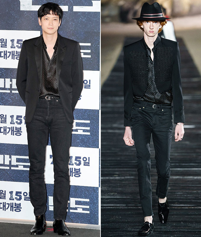 배우 강동원, 생로랑 2020 S/S 남성복 컬렉션/사진=김창현 기자, 생로랑