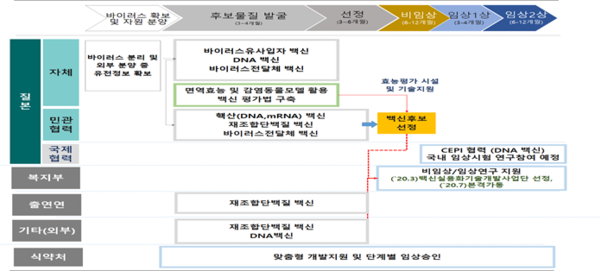 국내 코로나19 백신 개발 현황./복지부 제공