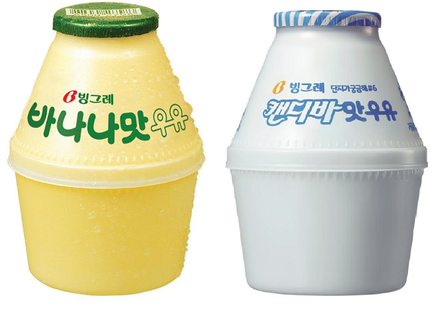 빙그레 바나나맛 우유(좌)와 빙그레 '단지가 궁금해' 여섯 번째 시리즈인 캔디바맛 우유(우)./빙그레 제공