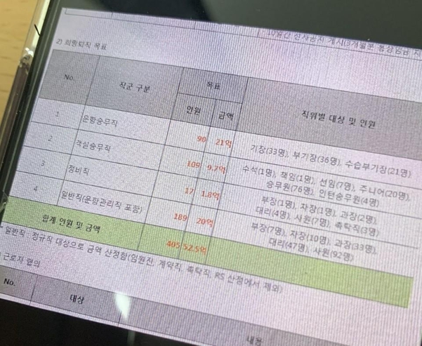 이스타항공 조종사노조가 공개한 내부 문서. /이스타항공 조종사노조 제공