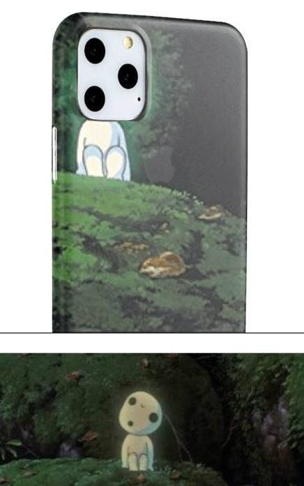 아이폰11 프로 후면 카메라 모듈 자리에 일본 애니메이션 원령공주에 등장하는 나무정령 얼굴을 맞춰 디자인한 렌더링 이미지(출처:온라인커뮤니티)