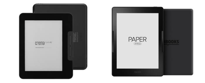 최근 출시된 전자책 리더기 크레마 카르타G(왼쪽)와 페이퍼 프로 [사진=한국이퍼브, 리디북스]