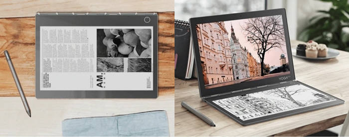 두 개 디스플레이 중 한 곳에 전자잉크를 적용한 360 투인원 노트북 요가 C930 [사진=한국레노버]