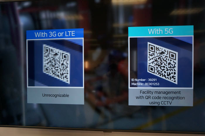 삼성SDS가 공개한 넥스(NEX) 플랜트는 5G와 MEC를 활용한 제조업 특화 플랫폼이다. 제조 현장에 있는 수십억 센서로부터 데이터를 확보한다. 생산성 향상이나 불량률 저감, 안전 등 폭넓은 분야에 활용할 수 있다. 사진은 5G 기반 QR코드 분석 서비스.