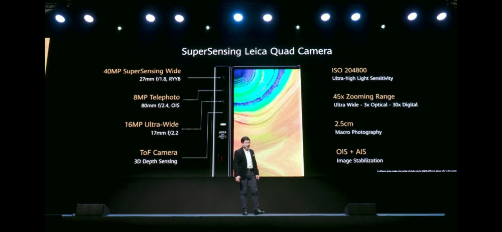 메이트Xs는 라이카와 협업한 쿼드 카메라를 탑재했다.