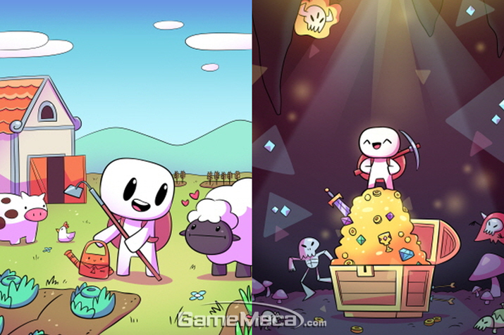 ▲ 자원을 채집(왼쪽)하는 것은 물론, 상업(오른쪽)과 건설 등을 통해 자신만의 세계를 만들 수 있다 (사진출처: 스팀 공식 홈페이지)