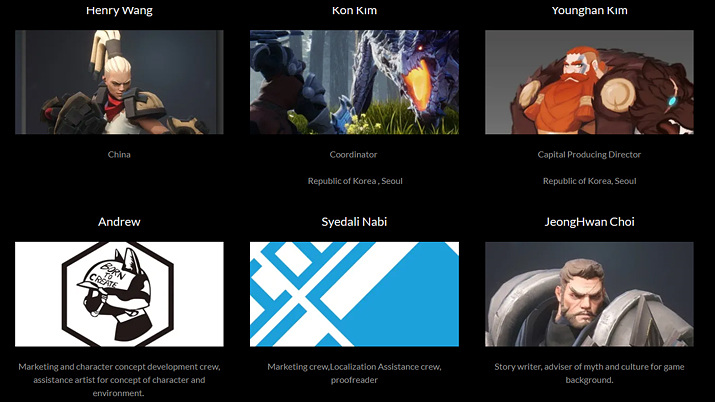 ▲ 개발 외 보조 업무를 담당하는 아티스트 6인 (사진출처: 핸즈업게임 공식 웹페이지)