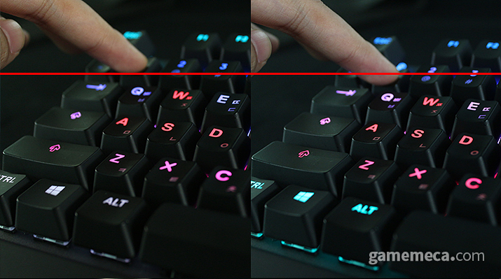 ▲ 감도에 따라 입력되는 높이가 다르다 (사진: 게임메카 촬영)