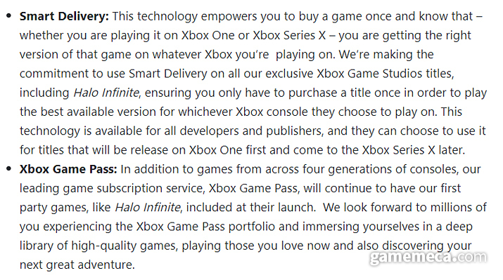 ▲ '스마트 딜리버리'를 통해 전작에서 구매한 게임을 추가 비용없이 Xbox 시리즈 X에서 즐겨볼 수 있다 (사진출처: Xbox 공식 블로그)