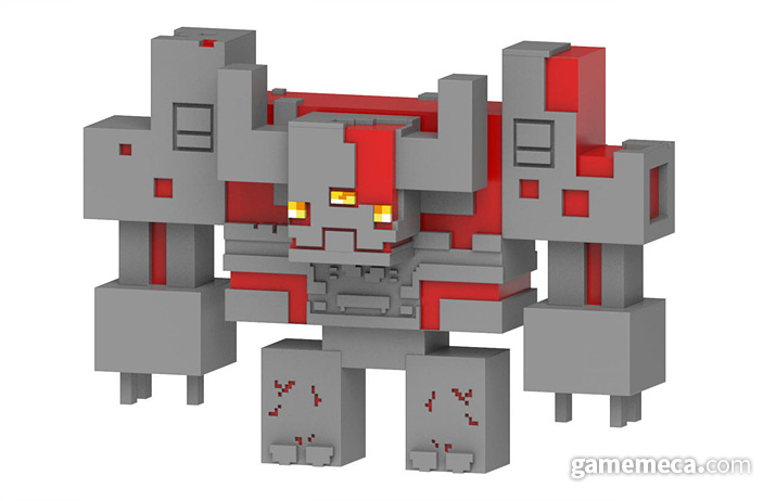 ▲ 마인크래프트 던전스의 대표 보스 레드 스톤도 피규어로 발매된다 (사진출처: 마텔 공식 트위터)