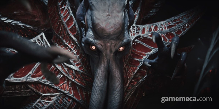 ▲ 숙주에게 올챙이를 넣는 일리시드 (사진출처: 발더스 게이트 3 오프닝 시네마틱 영상 갈무리)