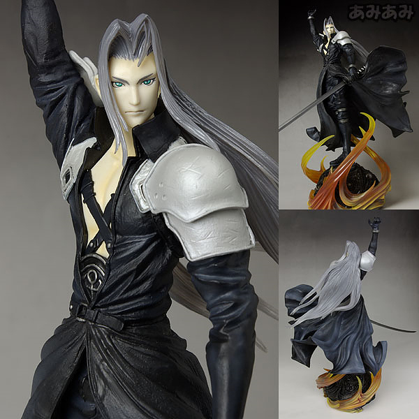 ▲ 스퀘어에닉스 스태틱아츠. 2009년 출시된 세피로스 완성형 피규어. 어떻게 셋팅했는지 모르겠는 각진 머리는 당대의 3D 기술력을 고증한 것일까? (사진출처: 아미아미 홈페이지)