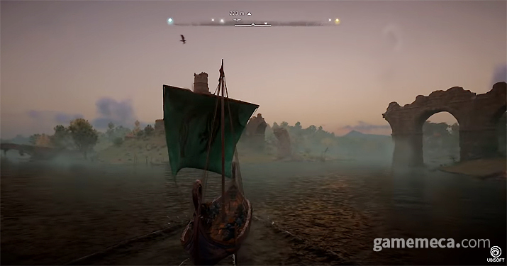 ▲ 바이킹답게 배를 타고 이동한다 (사진출처: 어쌔신 크리드: 발할라 플레이 영상 갈무리)