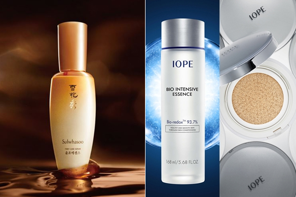 Sulwhasoo Yunjo Essence, IOPE`s essence and air cushion. [Photo provided by each company]