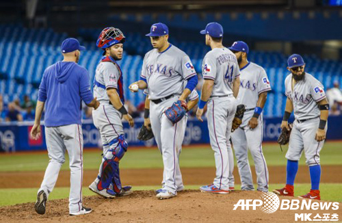 텍사스는 마운드가 완전히 무너졌다. 사진(캐나다 토론토)=ⓒAFPBBNews = News1