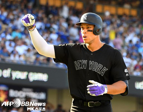 저지는 이번 시리즈 모두 홈런을 기록했다. 사진(美 로스앤젤레스)=ⓒAFPBBNews = News1