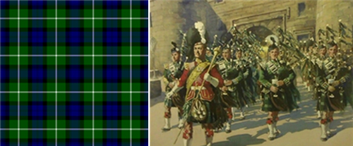 아가일 서덜랜드 산악대의 타르탄. 라몬트(Lamont) 부족의 타르탄을 쓰고 있다. /출처= ⓒwww.scotclans.com