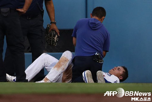 피더슨은 이틀전 수비 도중 펜스에 충돌했지만, 큰부상은 피했다. 사진=ⓒAFPBBNews = News1