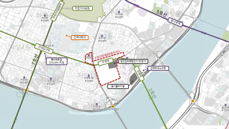 △광진구 구의동 일대 [지도 출처 = 국토정보맵]