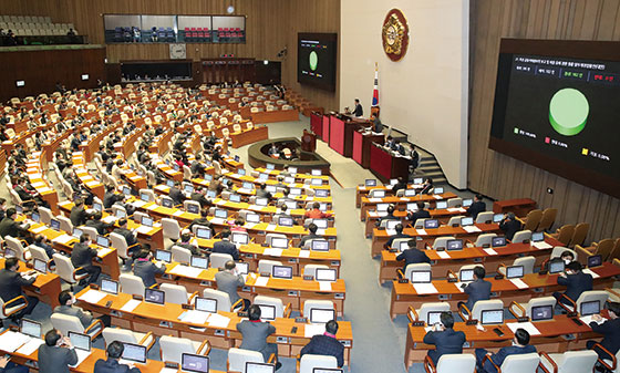 3월 5일 국회 본회의에서 특정 금융거래정보의 보고 및 이용 등에 관한 법률 일부개정법률안(대안)이 통과되고 있다.