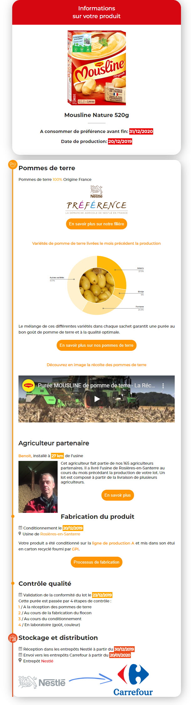 네슬레가 블록체인 기술을 활용해 시범 운영 중인 식품이력추적 시스템 화면. [사진 제공 = 한국네슬레]