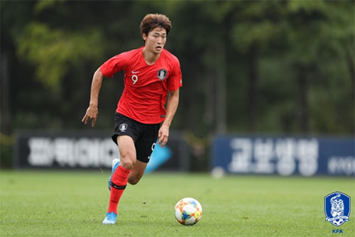조규성은 1월 12일 2020 AFC U-23 챔피언십 조별리그 C조 한국-이란전에서 환상적인 골을 터뜨렸다. 사진=대한축구협회 제공