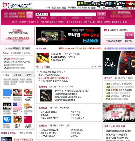폐쇄되기 전 소라넷 사이트. [일간스포츠]