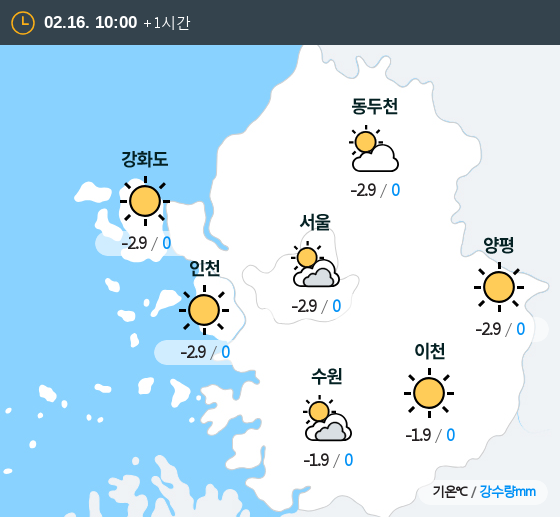 2019년 02월 16일 10시 수도권 날씨