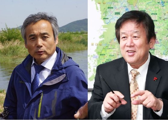 4대강 사업 논쟁의 중심에 선 두 전문가. 왼쪽은 4대강 사업 반대 운동을 주도해온 박창근 가톨릭관동대 토목공학과 교수. 오른쪽은 이명박 정부 당시 4대강 살리기 사업 추진본부장을 지낸 심명필 인하대 명예교수. [중앙포토]