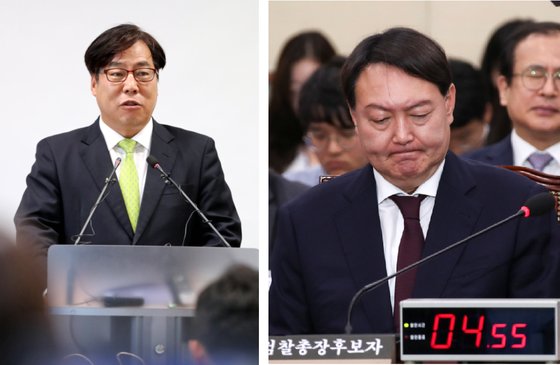 윤대진 법무부 검찰국장(왼쪽)과 윤석열 검찰총장 후보자의 모습. 임현동 기자