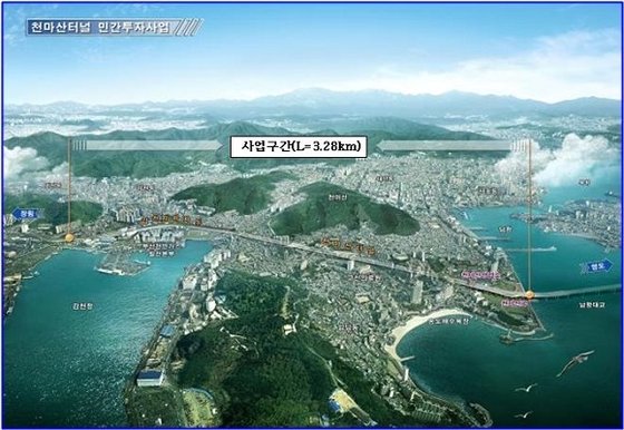 부산 천마산터널 위치도. [부산시 제공]